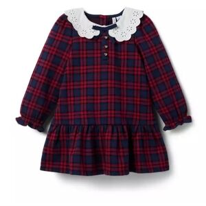 Janie and Jack 2in1 Tartan Plaid Drop Waist Eyelet Dress +Matching Leggings Sz 5